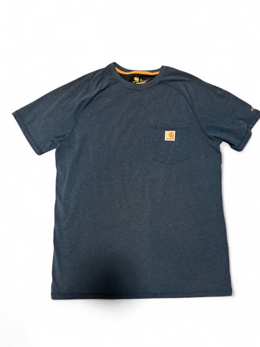 Carhartt Force Navy Blue Short-Sleeve Pocket Tee with Contrast Trim